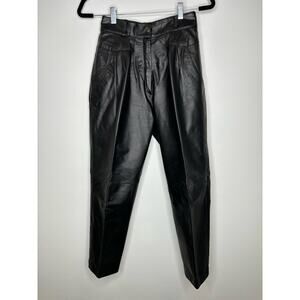 Toffs vintage black leather pants with pleats
